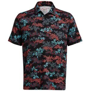 Under Armour Men's Golf Polo 2XL Loose Fit Playoff 3.0 Print Black Hydro NWT